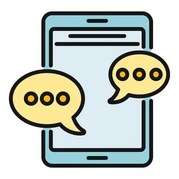 Mobile phone communicating with speech bubbles icon Stock Illustration