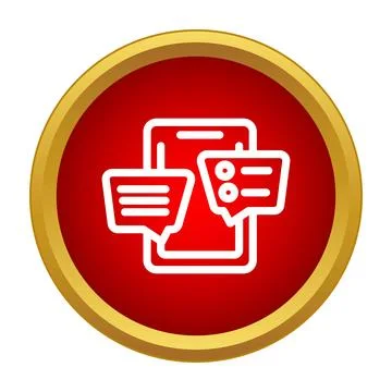 Mobile phone communicating with two chat message bubbles Stock Illustration
