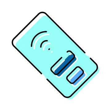 Mobile phone communicating wirelessly with data transfer Stock Illustration