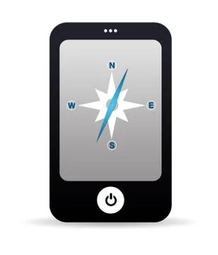 Mobile phone with compass. 스톡 일러스트