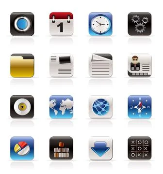 Mobile Phone, Computer and Internet Icons Stock Illustration