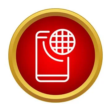 Mobile phone connecting to global internet network icon 스톡 일러스트