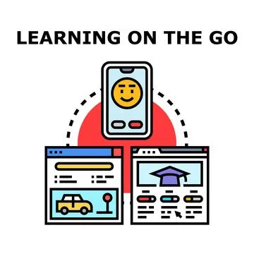 Mobile phone connecting online learning courses and driving education Stock Illustration