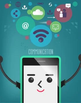 Mobile phone with connection bubble, communication, connection Stock Illustration