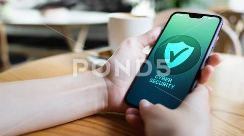 Mobile phone cyber security information privacy and data protection internet Stock Photos
