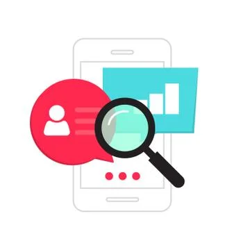 Mobile phone data analytics concept, smartphone social statistics analysis Stock Illustration