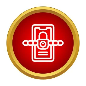 Mobile phone data security locked with chain icon Stock Illustration