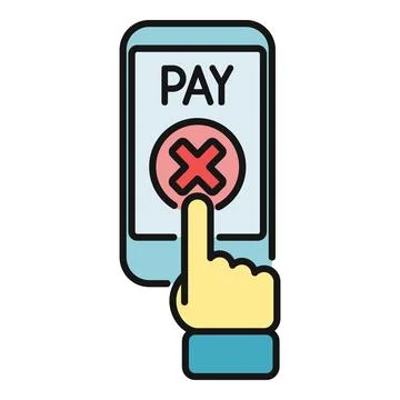 Mobile phone declining online payment transaction with finger Stock Illustration