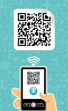 Mobile phone decoder qr code 스톡 일러스트
