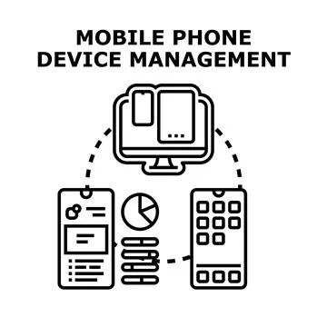 Mobile phone device management managing corporate data Stock Illustration