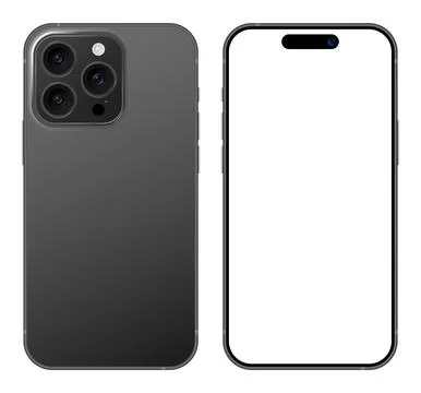 Mobile Phone Device Mockup Template Front Back Angle Smartphone Vector Stock Illustration