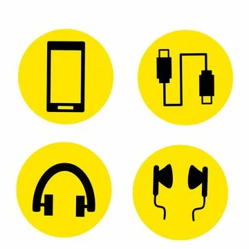 Mobile Phone Devices and Electronics related line Stock Illustration