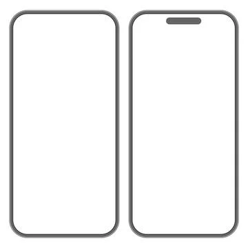 Mobile phone devices with blank screen mockup set on a white background Stock Illustration