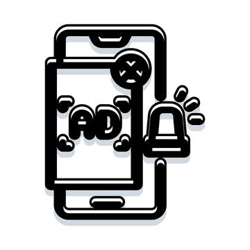 Mobile phone displaying ad notification alert Stock Illustration