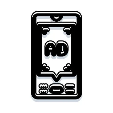 Mobile phone displaying ad notification icon or symbol Stock Illustration
