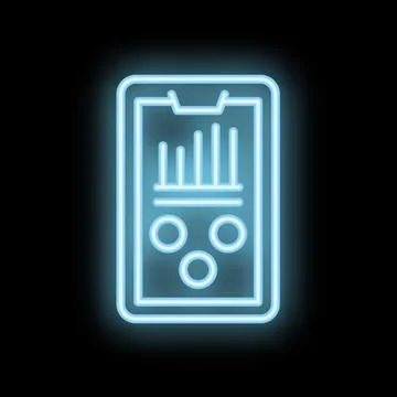 Mobile phone displaying analytics with neon light effect イラスト素材