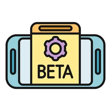 Mobile phone displaying beta software testing icon Stock Illustration