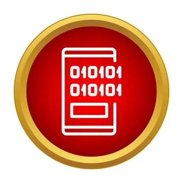 Mobile phone displaying binary code data stream icon 스톡 일러스트