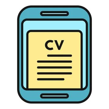 Mobile phone displaying curriculum vitae document online Illustrazione stock
