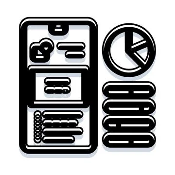 Mobile phone displaying data analytics dashboard and chart Stock Illustration