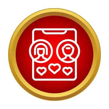Mobile phone displaying dating app profiles and hearts Stock Illustration