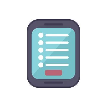Mobile phone displaying a to do list with checkboxes and buttons Stockillustratie