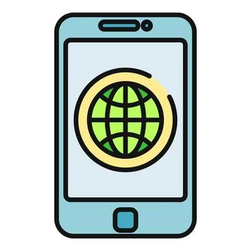Mobile phone displaying globe connecting world network 스톡 일러스트
