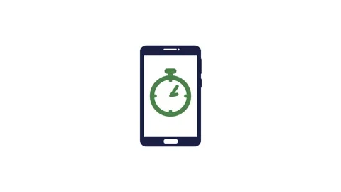 Mobile phone displaying a green stopwatch timer icon on a animation white b.. Stock Footage 321789241