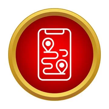 Mobile phone displaying navigation route with gps pins Stock Illustration