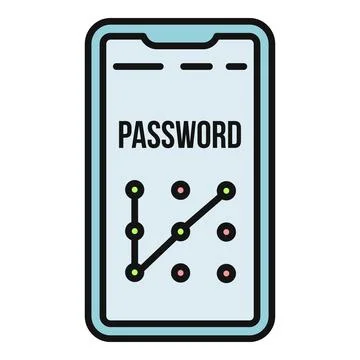 Mobile phone displaying a password pattern lock screen Stock Illustration
