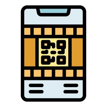 Mobile phone displaying qr code and film strip, representing the convergence  스톡 일러스트