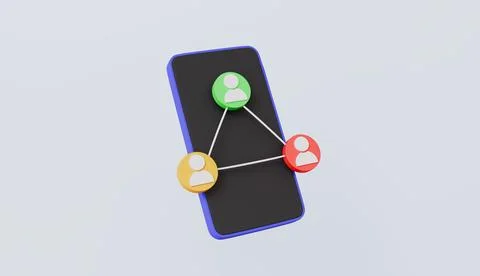 Mobile phone displaying social network representing connectivity, communication 스톡 일러스트