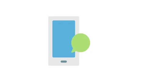 Mobile phone displaying a speech bubble, symbolizing communication or messa.. Stock Footage 333102481