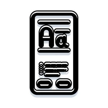Mobile phone displaying typography and font editing application Illustrazione stock