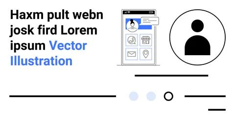 Mobile phone displaying a user interface with profile icon, calendar, mail, a Illustrazione stock