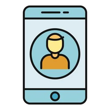 Mobile phone displaying user profile and avatar icon Stock Illustration