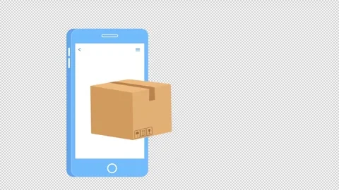 Mobile phone with e-commerce package tracking delivery alpha channel animation Stock Footage 293940019