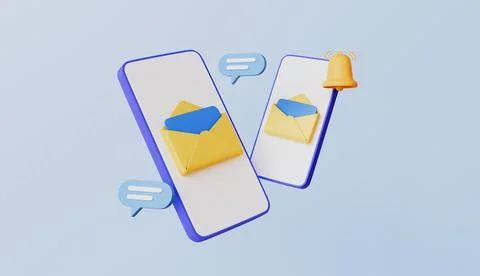 Mobile phone with email envelop message concept for conversation Stock Illustration
