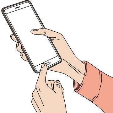 Mobile Phone with Empty Screen in Hand Vector Stock Illustration