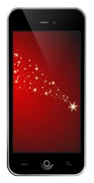 Mobile phone with falling star Illustrazione stock