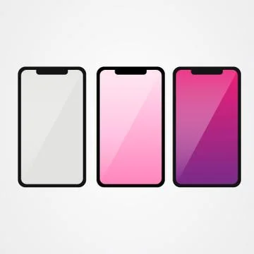 Mobile phone flat vector illustration with different color Stock Illustration
