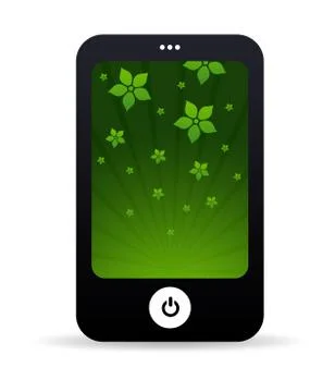 Mobile phone with flower background Stock Illustration