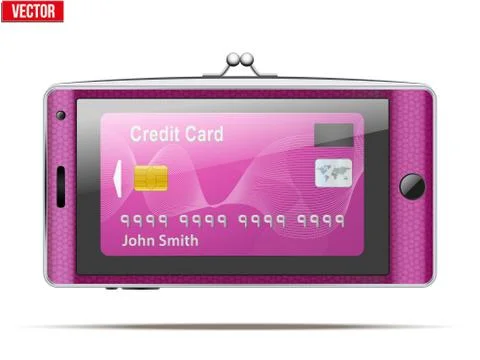 Mobile phone in the form of a wallet. Electronic purse. Vector Illustration. Stock Illustration