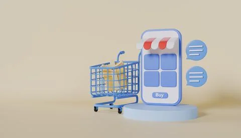 Mobile phone front store with Area for entering product details online Stock Illustration