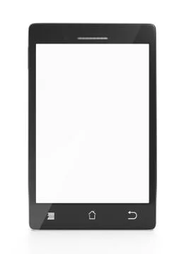 Mobile phone front on a white background close-up with a white screen Stock Illustration