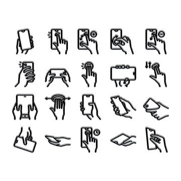 Mobile phone gestural touch screen interaction concept icons Stock Illustration