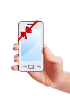Mobile phone as a gift Stock Photos