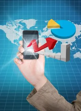 Mobile phone graph. Stock Photos