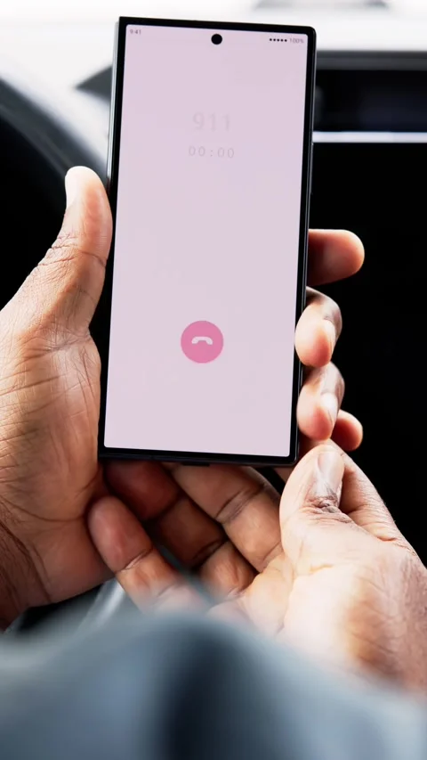Mobile Phone In Hand Calling Emergency Services For Police Aid Stock Footage 319349718