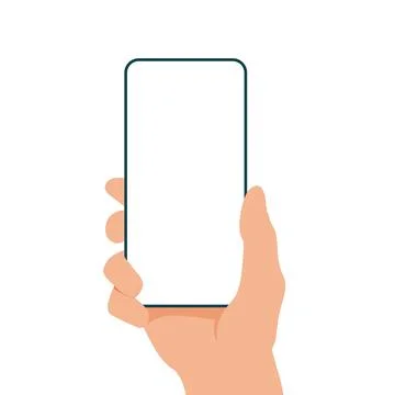 Mobile phone in hand flat design illustration showing hand holding smartphone Illustrazione stock